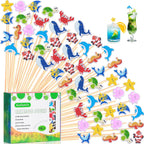 100Pcs Sea Animal Cocktail Picks Ocean Animals Cute Fish Theme Decor Toothpicks Fruit Drinks Sticks Food Appetizer Charcuterie Skewers, for Under The Sea Themed Summer Beach Birthday Party Decorations