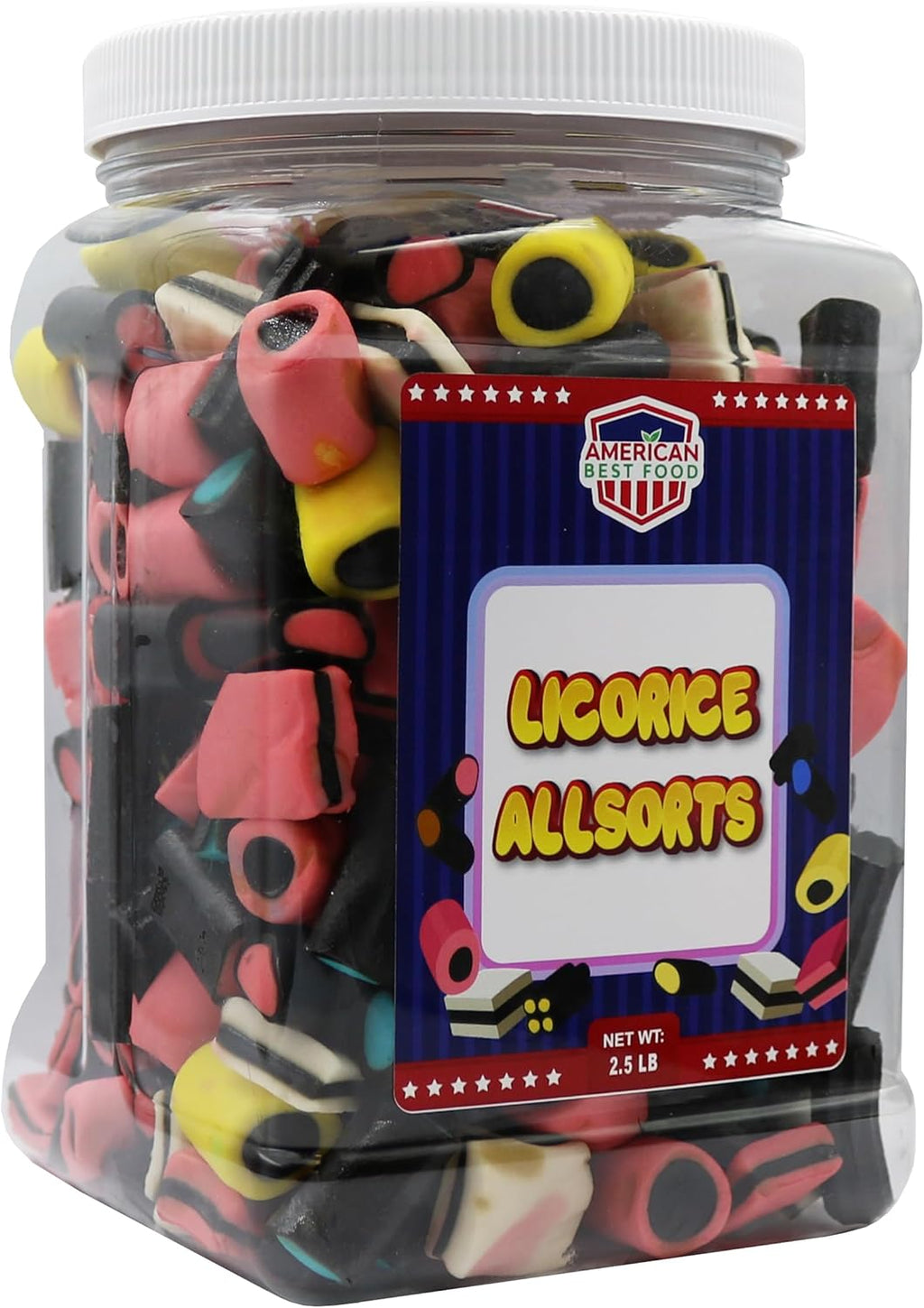 American Best Food, English Licorice Allsorts Candy, Assorted Flavors (2.5 LB) Jar
