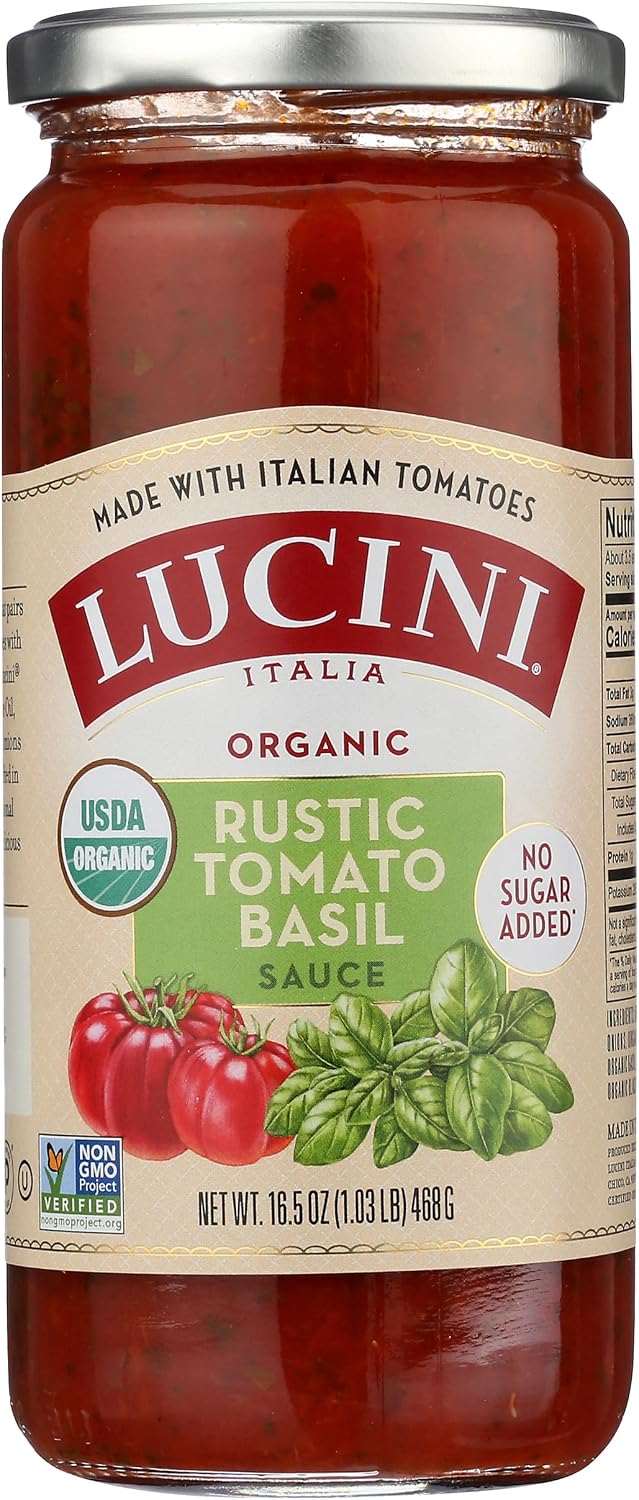 Lucini Organic Rustic Tomato Basil Pasta Sauce, 16.5 Oz