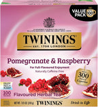Twinings Pomegranate & Raspberry Herbal Tea Individually Wrapped Bags, 100 Count (Pack of 1), Naturally Caffeine-Free, Enjoy Hot or Iced, 100 Teabags