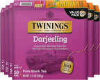 Twinings Darjeeling Black Tea Individually Wrapped Bags, 50 Count (Pack of 6), Delicate Light Taste, Caffeinated, Enjoy Hot or Iced, 300 Teabags