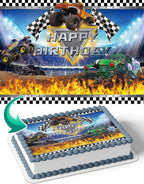CAKECERY Monster Jam Grave Digger Toro Loco Edible Cake Image Topper Birthday Cake Banner 1/4 Sheet