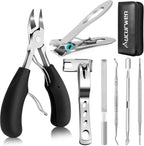 Toenail Clippers for Seniors Thick Toenails, Aucurwen Heavy Duty Toe Nail Clippers Adult Thick Nails Long Handle, Large Toenail Clippers for Thick Nails 7Pcs