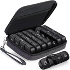 PULIV Weekly Pill Organizer 4 Times a Day with a Business Stylish Bag, Portable Pill Box 7 Day with 28 Compartments for Men, Removable Pill Sorters to Store Vitamin, Medication, Fish Oil, Supplements