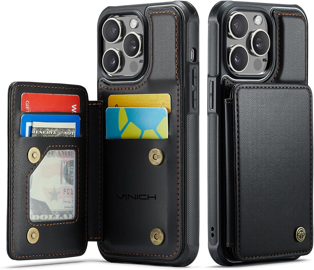 Vinich for iPhone 13 Pro Max Wallet Case with Card Holder, RFID Blocking Credit Slots Kickstand Shockproof Phone Cover Fit for iPhone 13 Pro Max 6.7" Black