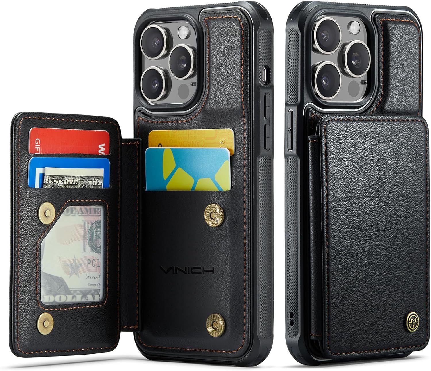 Vinich for iPhone 13 Pro Max Wallet Case with Card Holder, RFID Blocking Credit Slots Kickstand Shockproof Phone Cover Fit for iPhone 13 Pro Max 6.7" Black