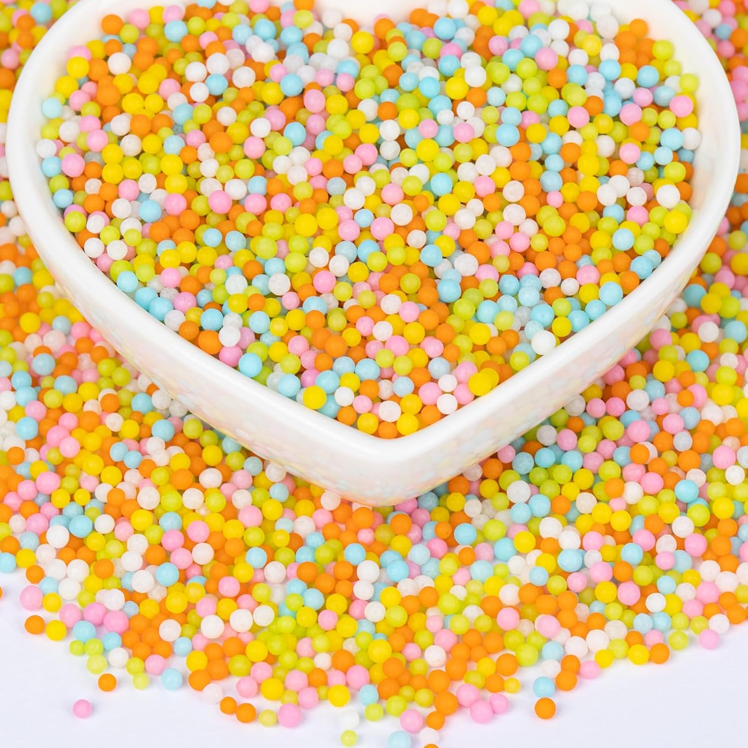Twisweet Easter Nonpareils, Edible Mini Pearl Sprinkles for Cake Decorating, Yellow Green Orange Pink White and Blue Sugar Sprinkles Mix, Confetti Baking Candy for Cake Topper Cupcake Cookie Ice Cream Decorations, Easter Party Supplies(130g/4.58oz)