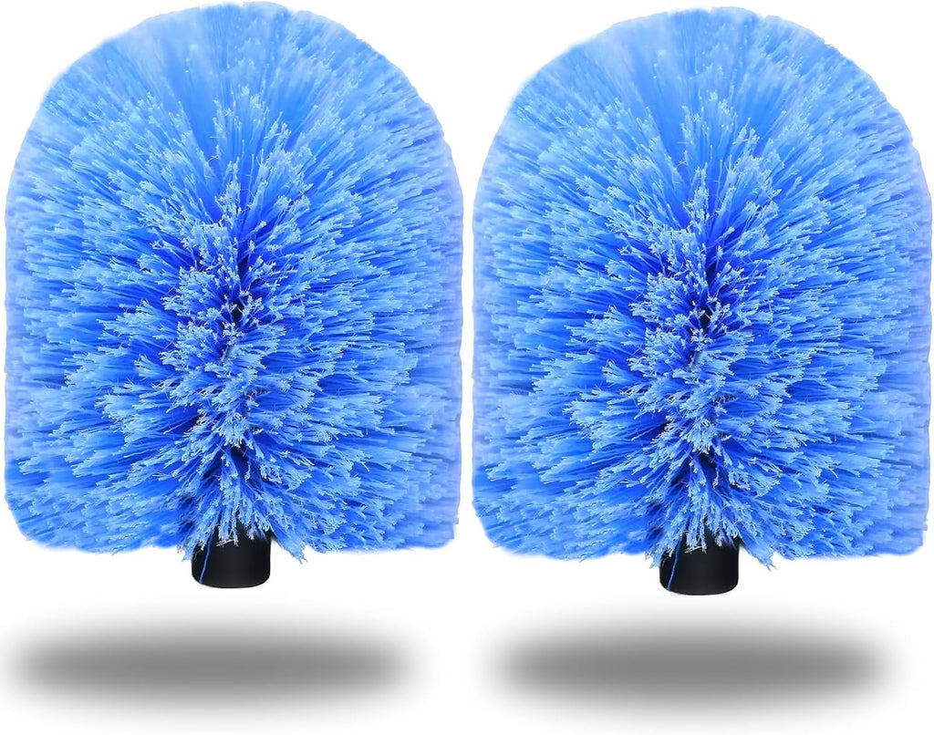2 Pack Twist-On Cobweb Duster Head, Fits Standard 3/4 inch Threaded Poles, Spider Web Duster Brush for Outdoor & Indoor Cleaning (Blue)