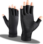 Arthritis Pain Relief Gloves for Women and Man, Copper Compression Gloves for Carpal Tunnel Pain Relief, Fingerless Arthritis Gloves for Rheumatoid, Tendonitis, Swelling (1 Pair, Medium)