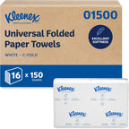 Kleenex Professional Universal C-Fold Folded Paper Towels, Bulk (01500), Absorbent, White (150 Sheets/Pack, 16 Packs/Case, 2,400 Sheet Total)