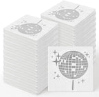 200 Pack Silver Napkins Disco Party Supplies - 25x25cm Black with Silver Foil Design, 20 Count per Pack, Disposable Cocktail Napkins for 70s 80s 90s Theme Birthday Engagement Graduation