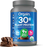 Orgain Organic 30g Vegan Protein Powder, Chocolate 9g EAAs + BCAAs, Plant Protein, 6g Prebiotic + Fiber, 1g Sugar, Pre-Workout, Muscle Support + Recovery - 2.01lb (Packaging May Vary)