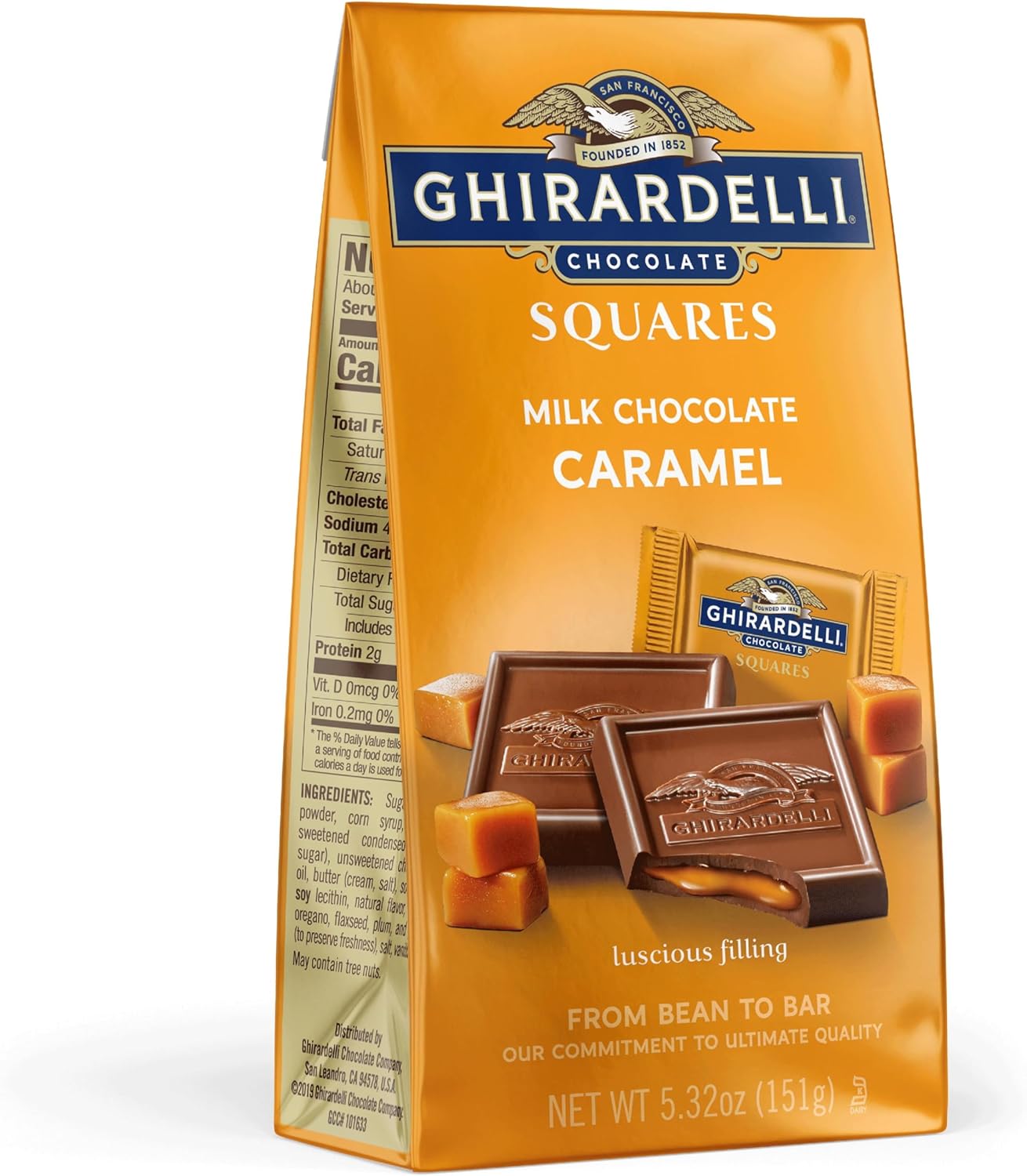 GHIRARDELLI Milk Chocolate Squares with Caramel Filling, 5.32 OZ Bag