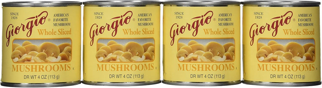Giorgio whole sliced Mushrooms, 4 Ounce (Pack of 12)