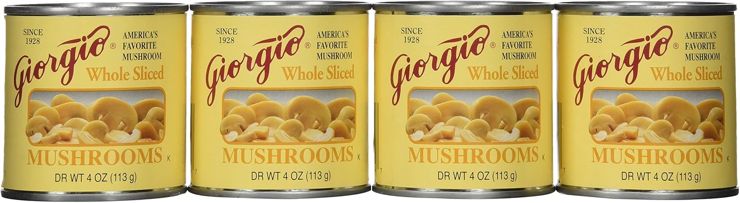 Giorgio whole sliced Mushrooms, 4 Ounce (Pack of 12)