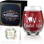 AGMDESIGN Dental Life Funny Wine Glass with Gift Box, Graduation Gifts for Dental Students, Birthday Christmas Appreciation Gifts for Dentist Assistant Nurse Hygienist Medical Graduate