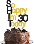 So Happy I'm 30 Today! Birthday Cake Toppers-Black Glitter, Thirty Cake Topper, 30 cake topper, 30th birthday decorations,30th Birthday Cake Topper, 30 Decorations for Cake