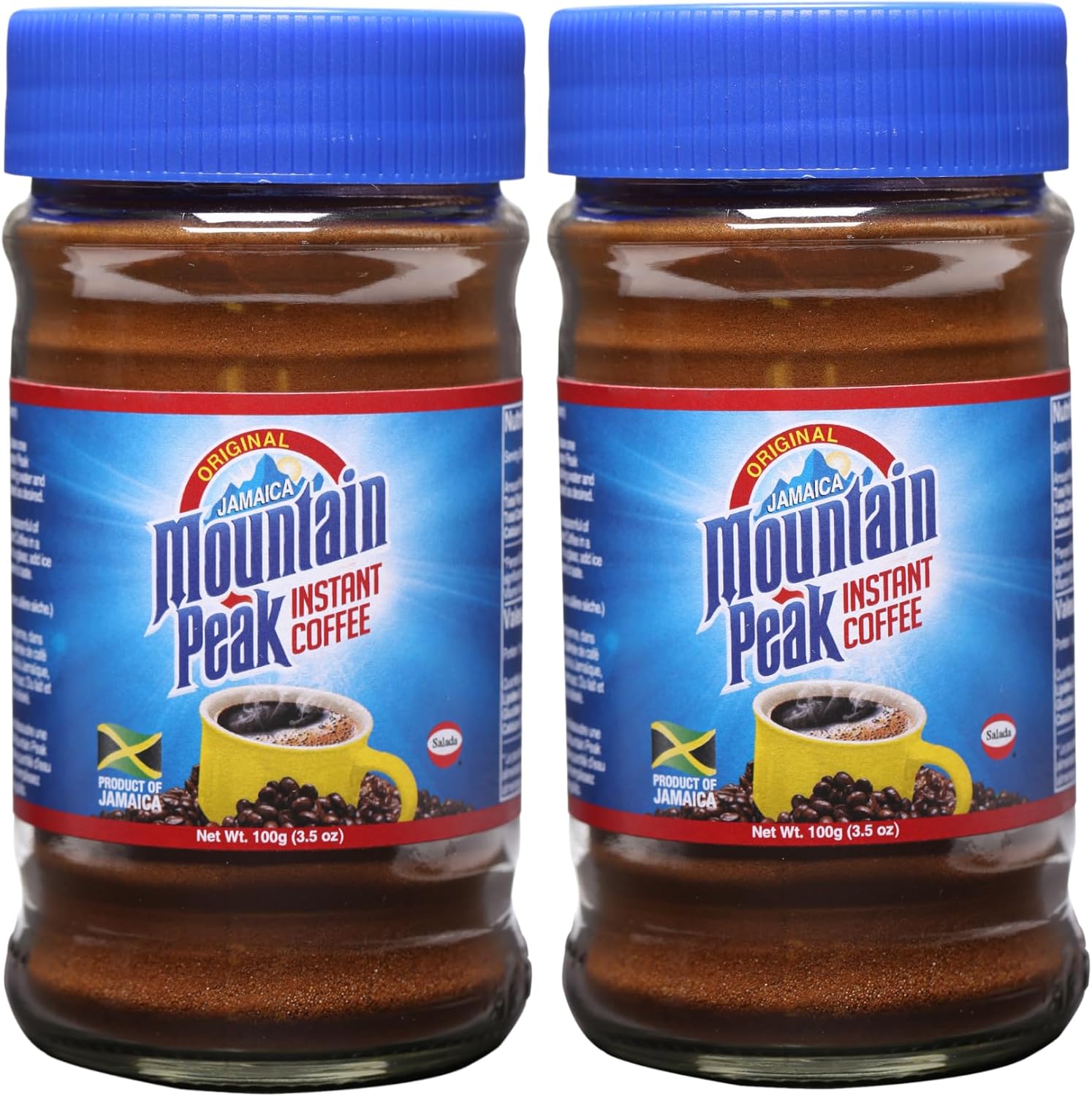 Jamaica Mountain Peak Instant Coffee, Authentic Jamaican Coffee, Rich Bold Flavor (2 Pack, 3.5 oz Jars)