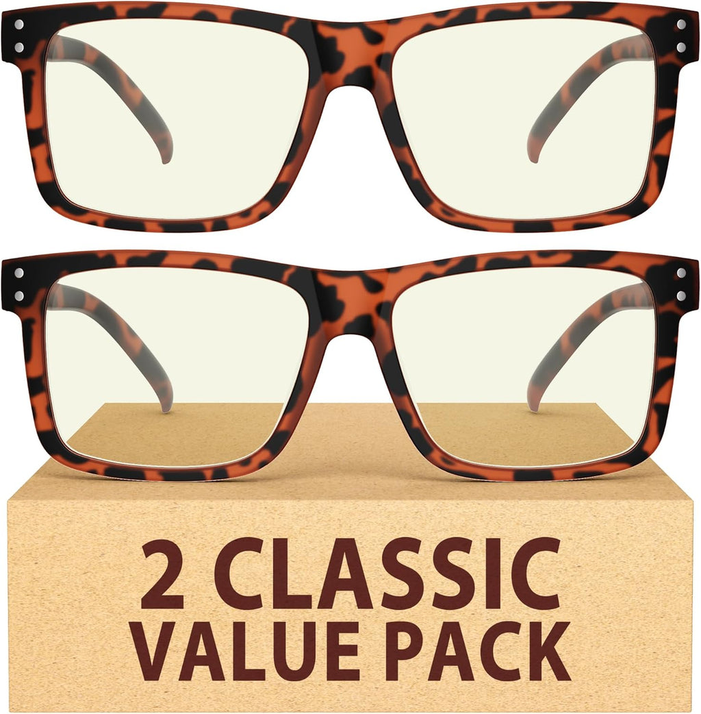 Eyekepper Oversized Reading Glasses Square Large Blue Light Readers for Men Women