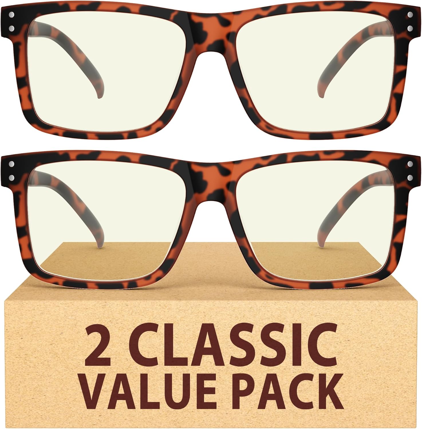 Eyekepper Oversized Reading Glasses Square Large Blue Light Readers for Men Women