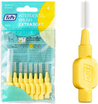 TePe Interdental Brush Extra Soft, Supersoft Dental Brush for Teeth Cleaning, Pack of 8, 0.7 mm, Medium Gaps, Yellow, Size 4