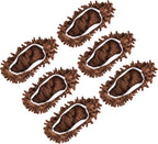 MECCANIXITY Washable Cleaning Shoes Cover Multifunction Chenille Duster Mop Slippers Foot Socks for House Floor, Pack of 6 Brown