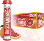 Zipfizz Daily Energy Drink Powder, Blood Orange, 20 Pack | 3-in-1 Sustained Energy, Rapid Hydration, and Essential Vitamins | Sugar-Free | Electrolyte Powder | Contains Vitamin B-12 & Antioxidants