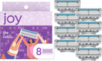 joy Womens Razor Blade Refills, 8 Count, Purple, Lubrastrip to Help Avoid Skin Irritation