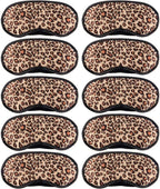 10 Pack Leopard Eye Masks Cover Sleep Mask Shade Cover for Sleeping,Shift Work,Office Nap,Relieve Stress,Travel Pouch Night Blindfold Airplane Relaxing Eyeshade Cover with Nose Pad for Men Women Kids