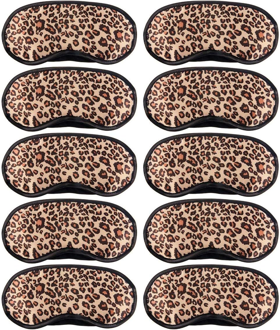 10 Pack Leopard Eye Masks Cover Sleep Mask Shade Cover for Sleeping,Shift Work,Office Nap,Relieve Stress,Travel Pouch Night Blindfold Airplane Relaxing Eyeshade Cover with Nose Pad for Men Women Kids