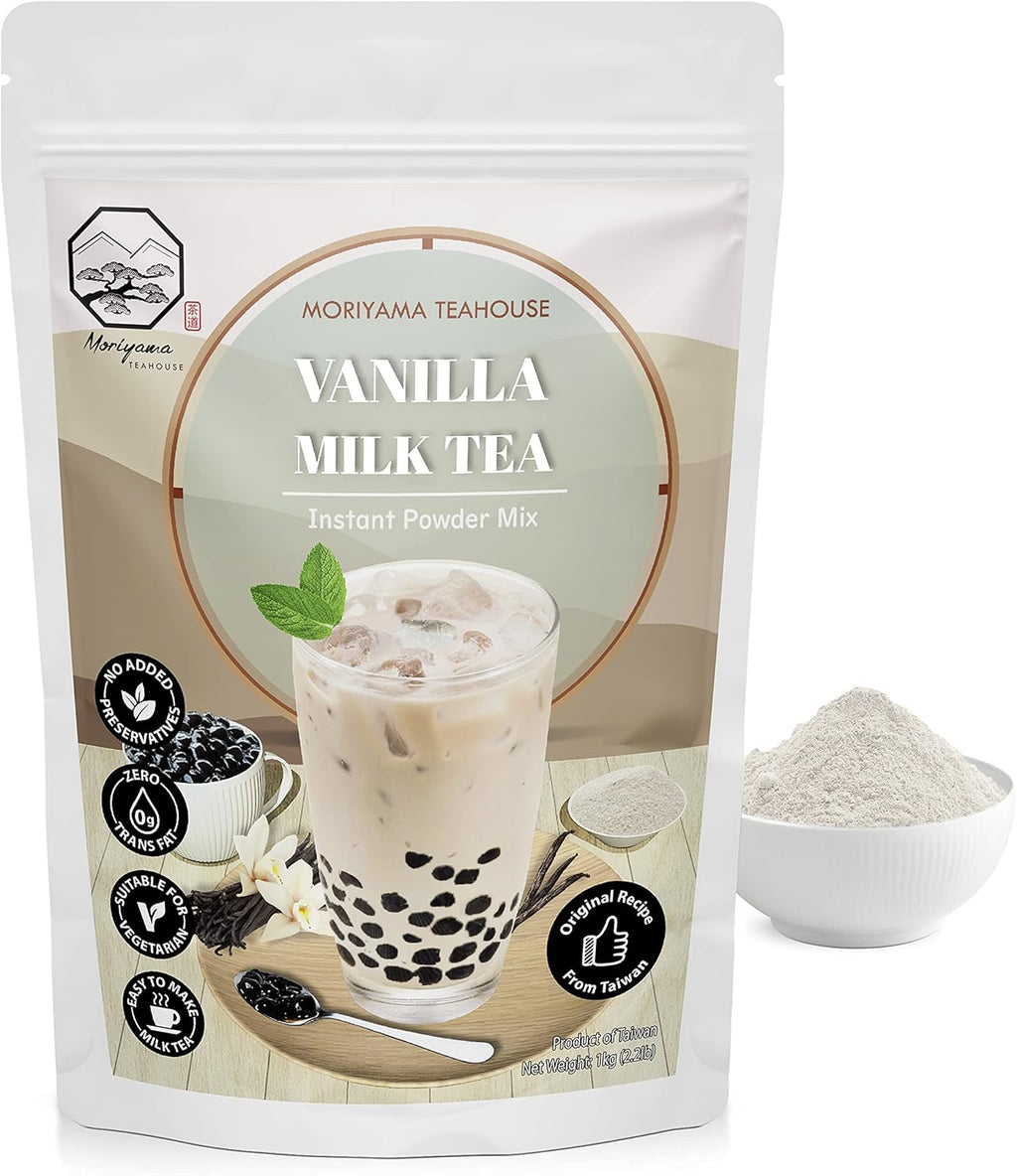 Vanilla Bubble Milk Tea Instant 3in1 Powder Mix - 1kg (33 Drinks) | For Boba Tea, Milkshake, Blended Frappe and Bakery | Authentic Taiwan Recipe | Zero Trans Fat, No Preservatives by Moriyama Teahouse