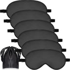 6 Pieces Natural Silk Sleep Mask Soft Eye Mask Adjustable Strap Blindfold Eyeshade Smooth Comfortable Eye Cover with Bag for Sleeping(Black)
