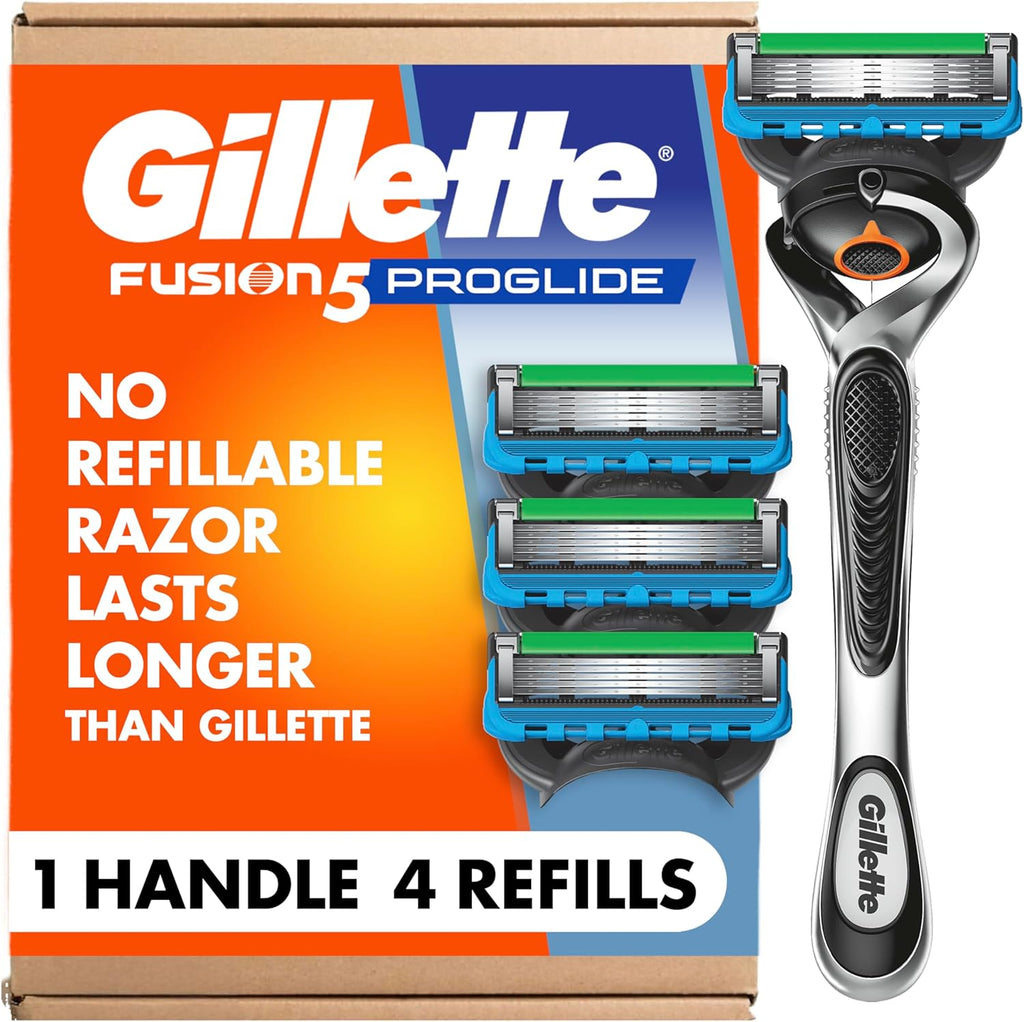 Gillette Fusion ProGlide Razor for Men, Handle + 4 Blade Refills, Plastic/Acrylic Handle
