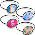 4 Pcs Eye Patch for Kids Adjustable Single Eye Patch with Elastic Strap for Girls Boys Women Soft Silky Eyepatch with Unicorn Skull Leaves Wave Pattern
