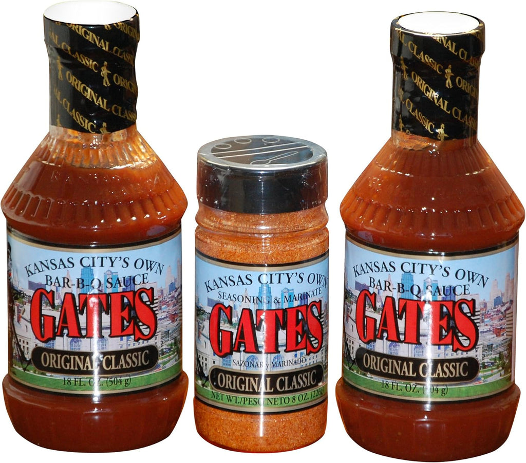 Gates Original Classic Bundle: 2 Gates Original Classic Barbecue Sauce 18 Fl Oz., 1 Gates Original Classic 8 Oz Season & Marinate