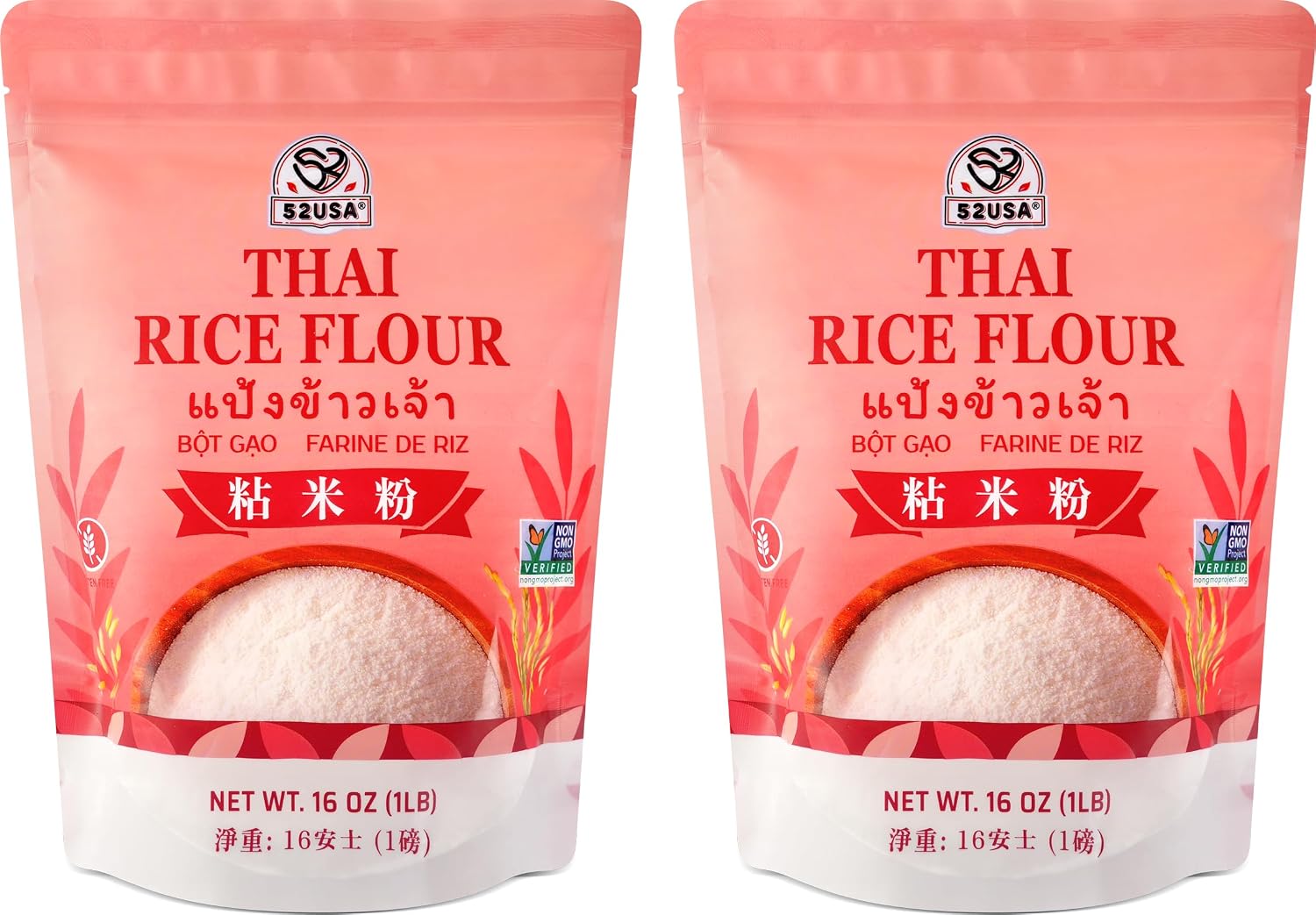 52USA Thai Rice Flour 32 Ounce (Basic), 1 Pound (Pack of 2), Rice Flour for Baking or Cooking, Product of Thailand, All Natural White Rice Flour, Vegan