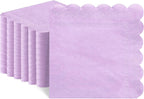 120 Pcs Purple Napkins,Scalloped Easter Paper Napkins Disposable Lavender Cocktail Napkin Lilac Beverage Dessert Napkin for Birthday Wedding Bridal Baby Shower, 5 x 5 Inch