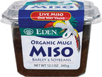 Eden Organic Mugi Miso Paste, Live Culture, Barley and Soybeans, Light and Versatile, Made in Japan, 12.1oz (345g)