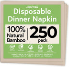 100% Bamboo Compostable Napkins (250-Pack) | Heavy Duty Napkins for Lunch, Dinner, Events, Occasions & Entertaining | Eco Friendly | 3-Ply FSC Certified | Bamboo Paper Towels | 7.5 x 8 Inch