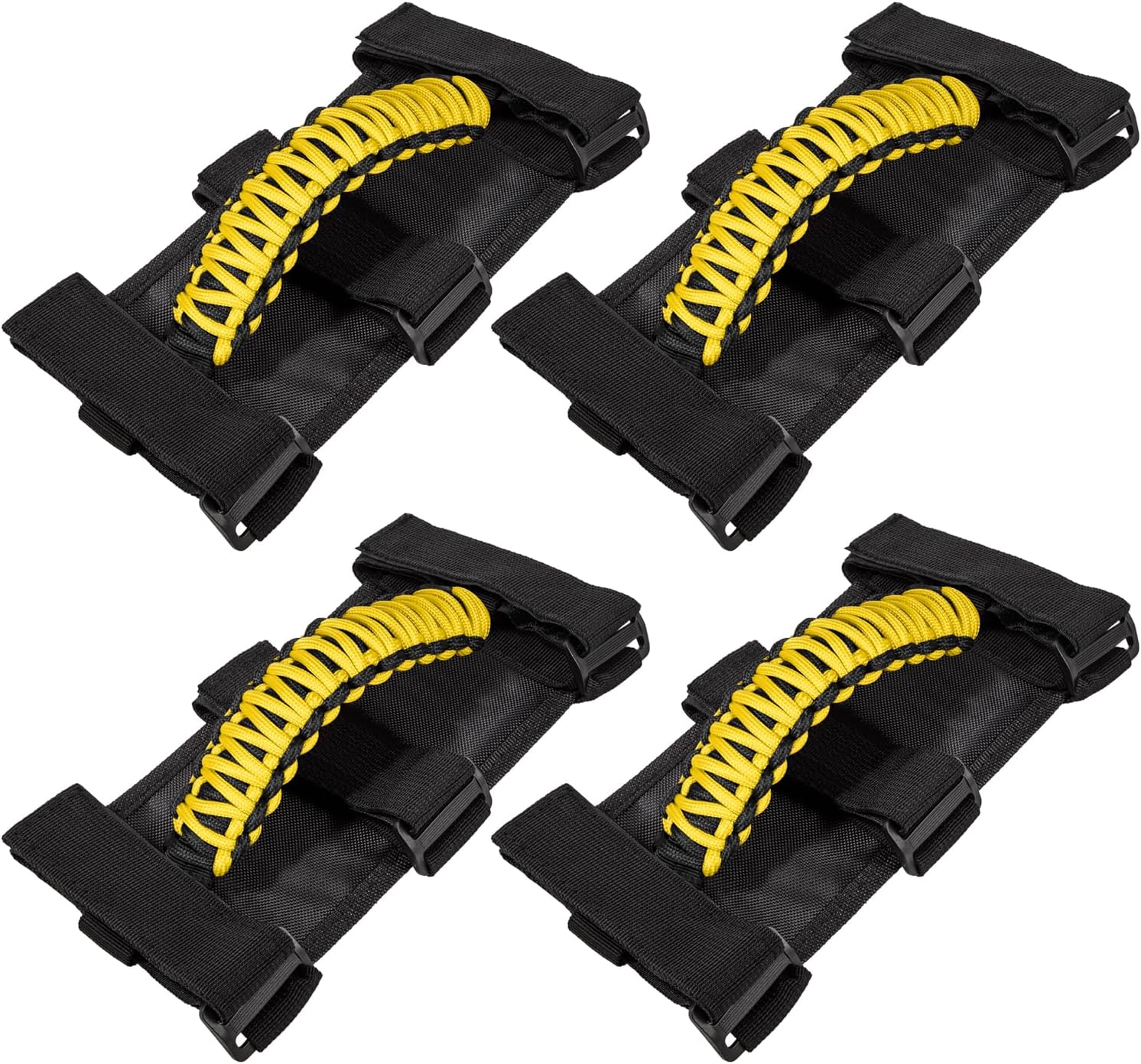 4 x Roll Bar Grab Handles Grip Handle for Jeep Wrangler JK JKU JL JLU TJ YJ Sports Sahara Freedom Rubicon Unlimited Gladiator JT 1955-2023 UTV ATV Premium 550 Paracord Interior Accessories (Yellow)