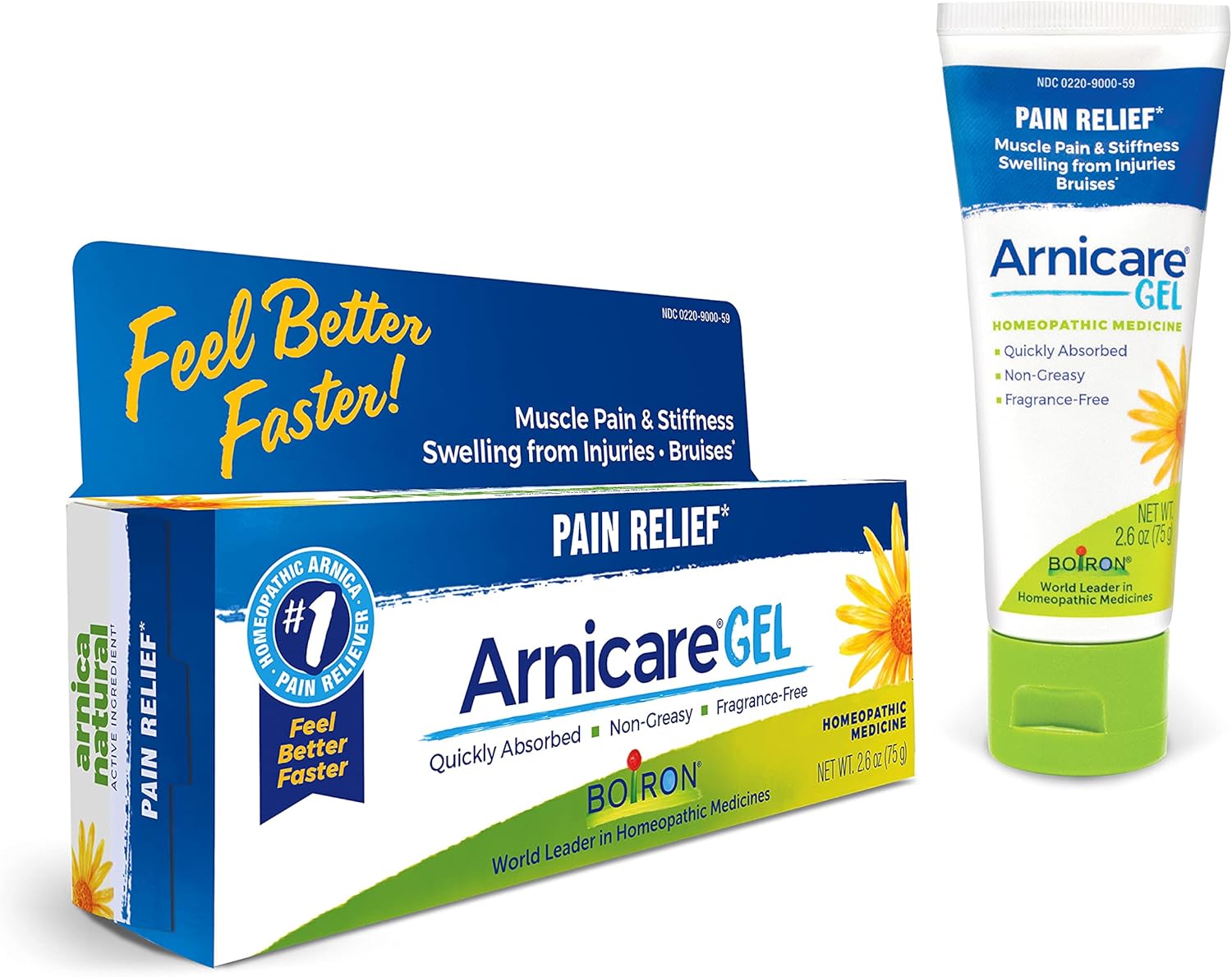 Boiron Arnicare Gel for Joint Pain, Muscle Pain, Swelling, Soreness, and Stiffness - Non-greasy and Fragrance-Free - 2.6 oz
