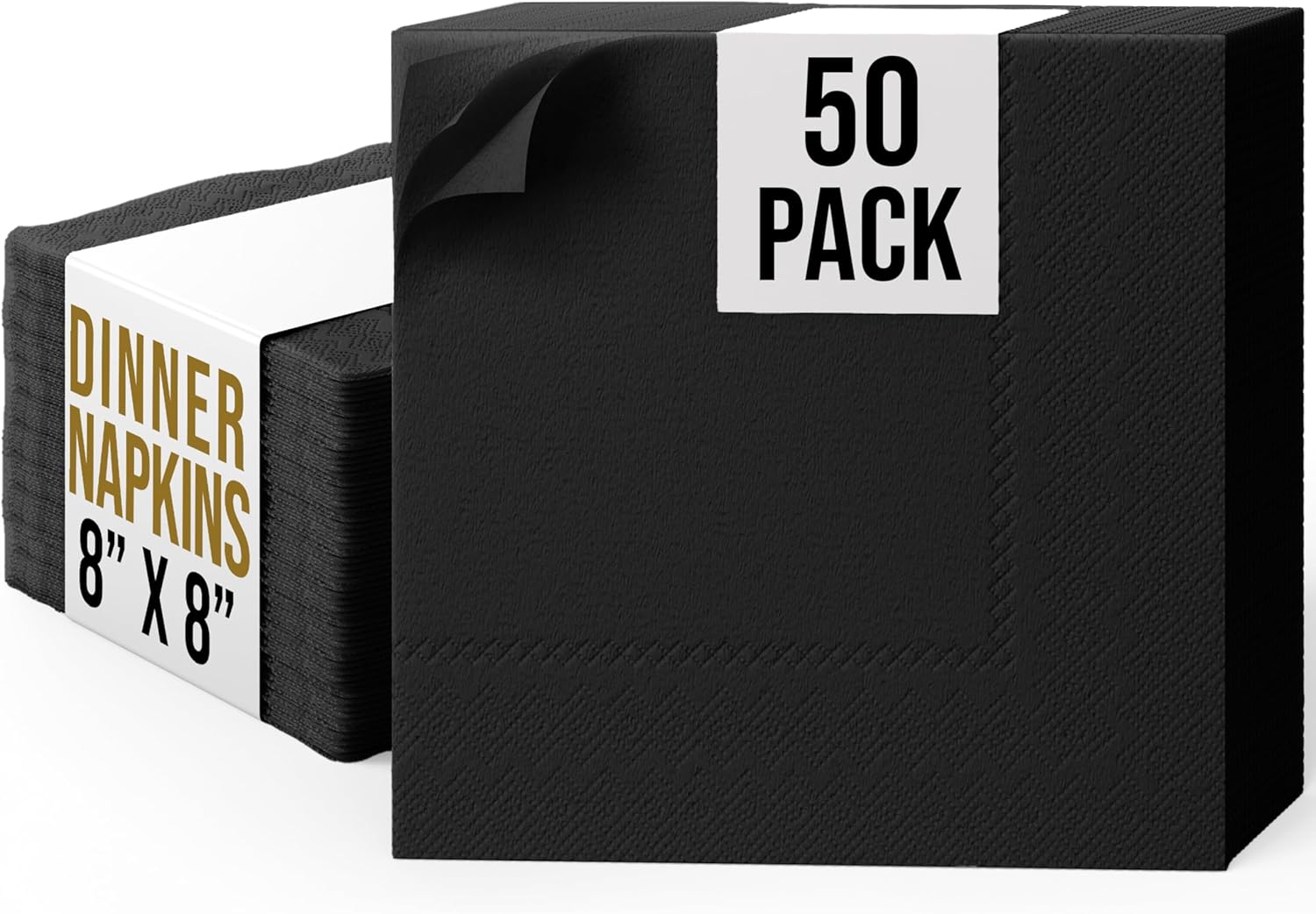 Party Solids Black Dinner Napkins Disposable Everyday 50 Pcs 2 Ply Black Napkins Disposable Paper Everyday For Parties & Party Supplies