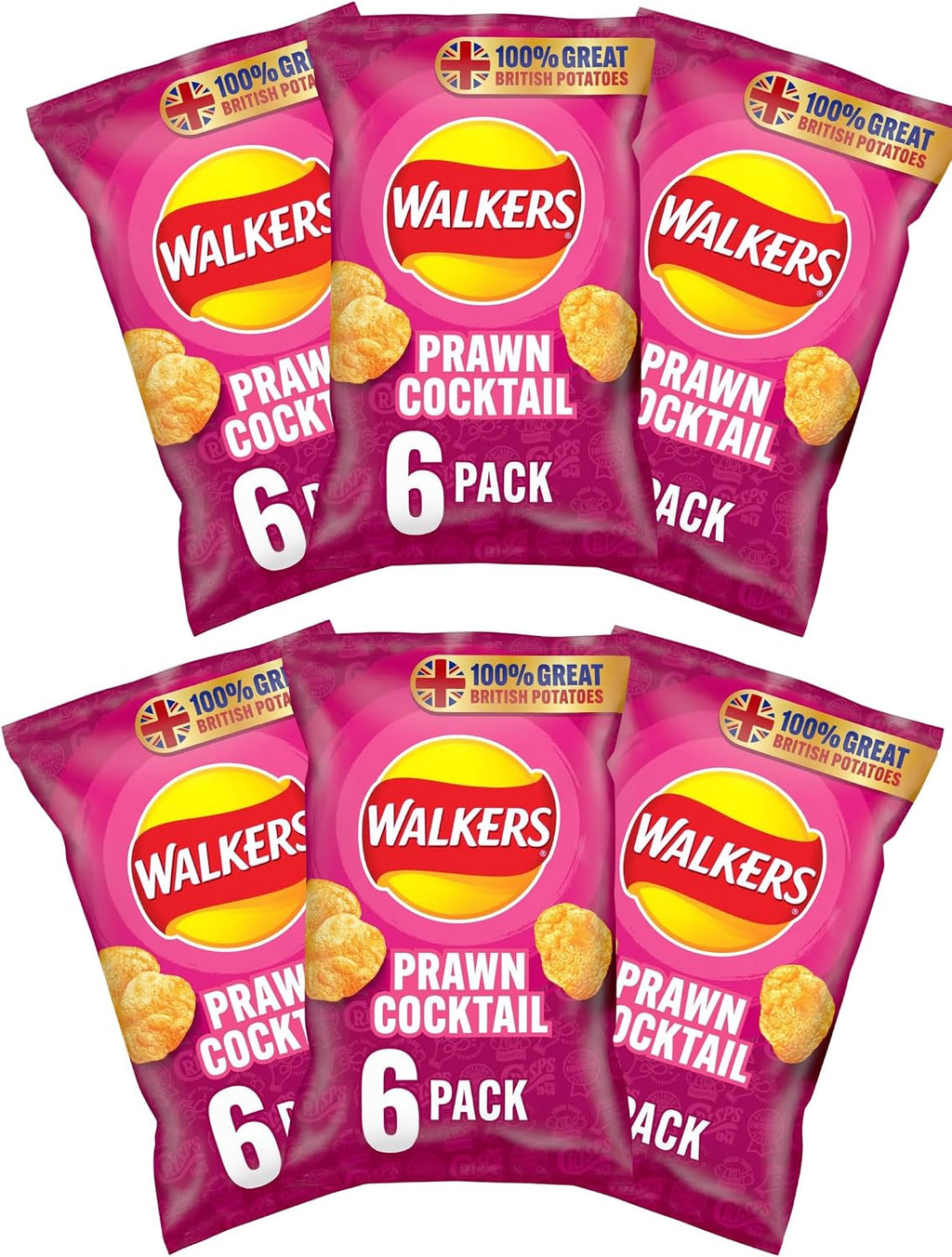 Walkers Prawn Cocktail Flavored Crisps, 25g Bags (Pack Of 6)