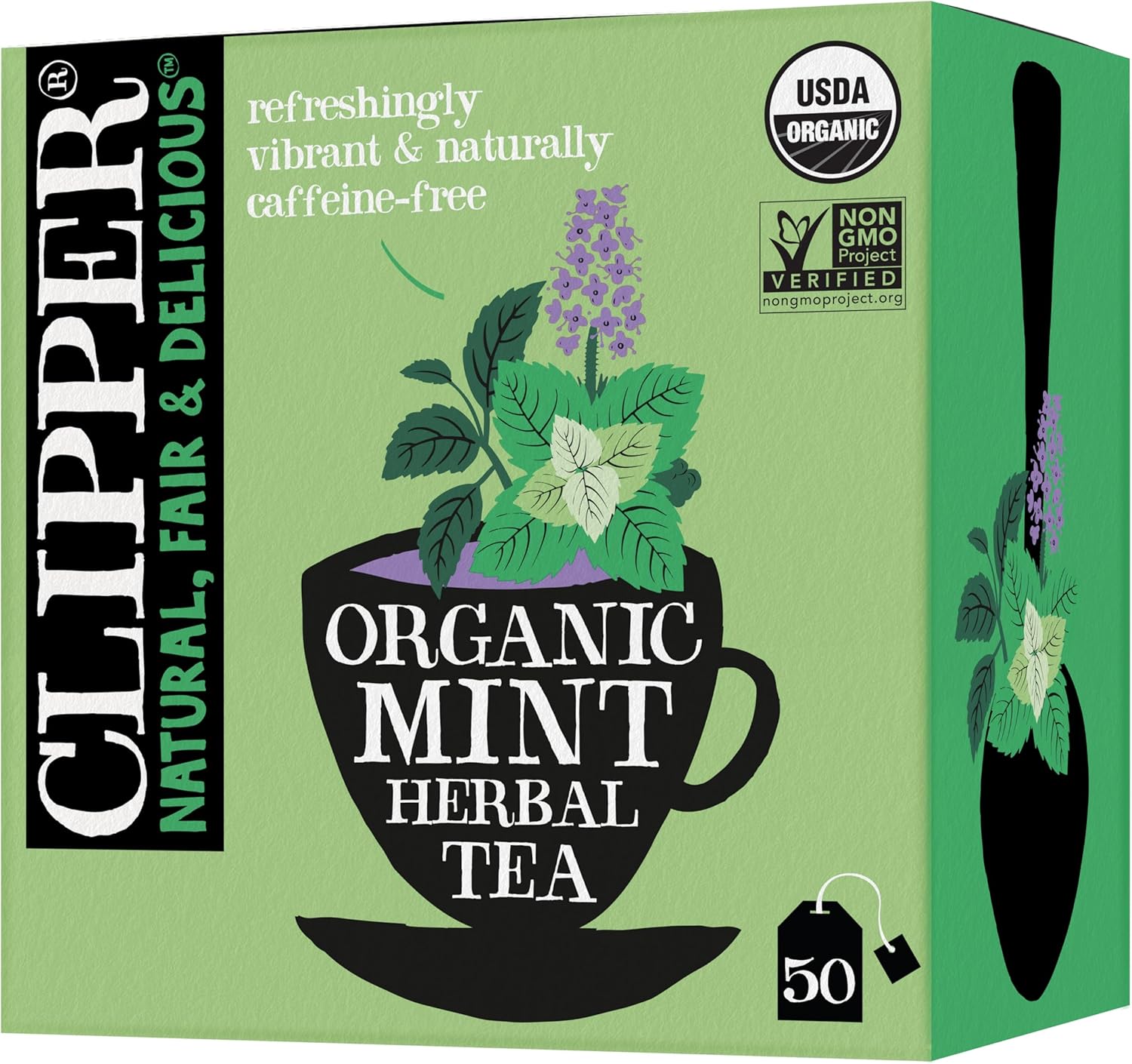 Clipper Tea Mint Herbal Teabags – Caffeine Free, USDA Organic, Great Hot or Iced – Refreshing, Natural, Fair & Delicious – 50 Tea Bags