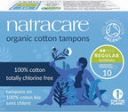 Natracare Non-Applicator 100% Organic Cotton Tampons, Regular, Totally Chlorine Free, Biodegradable and Compostable (1 Pack, 10 Tampons Total)…