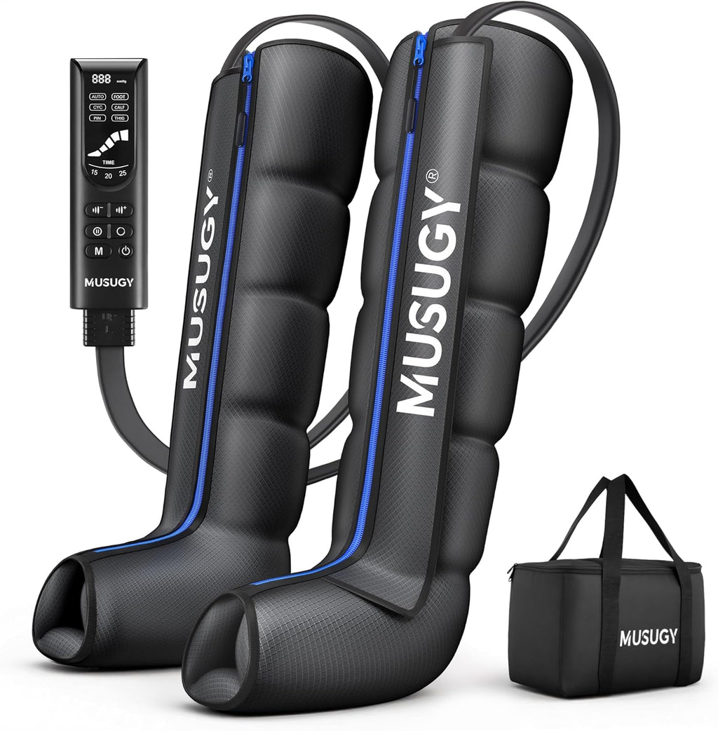 Sequential Leg Compression Massager for Circulation : Full Leg Air Compression Boots for Massage Therapy & Fatigue Relief - 9 Intensity, 6 Modes, 3 Timers for Athletes, Runners, Gym (Large)