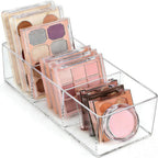 WECHENG Acrylic Makeup Organizer: Drawer Organizer for Bathroom - Stackable Cosmetic Display Cases for Vanity Countertop and Makeup Storage Containers (3-Compartment)