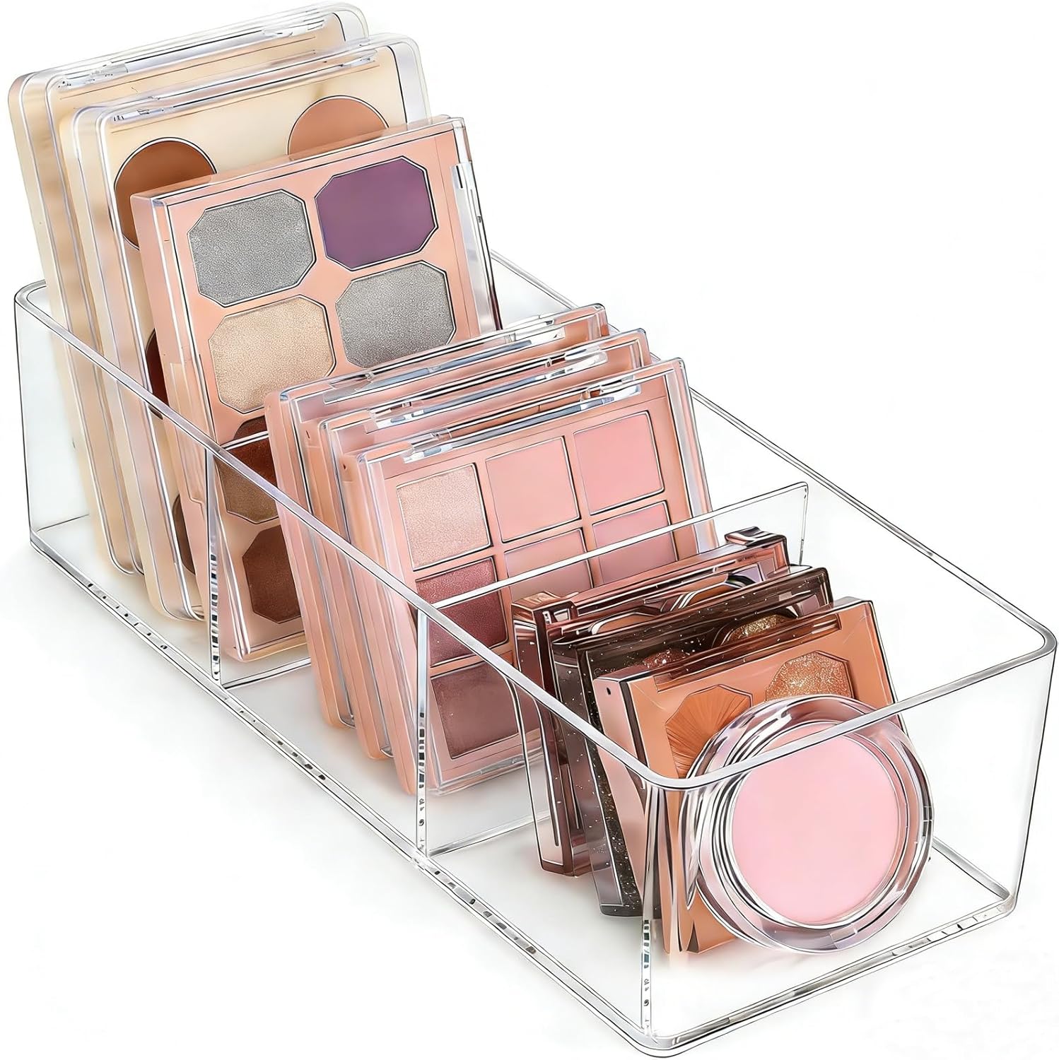WECHENG Acrylic Makeup Organizer: Drawer Organizer for Bathroom - Stackable Cosmetic Display Cases for Vanity Countertop and Makeup Storage Containers (3-Compartment)
