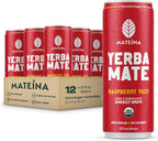 Mateina Yerba Mate Zero Sugar Energy Drink – 120mg Natural Caffeine – Organic, Non-GMO, Non-Carbonated – Dr. Andrew Huberman Recommended – (12 fl oz Cans, 12 Pack) Raspberry Yuzu