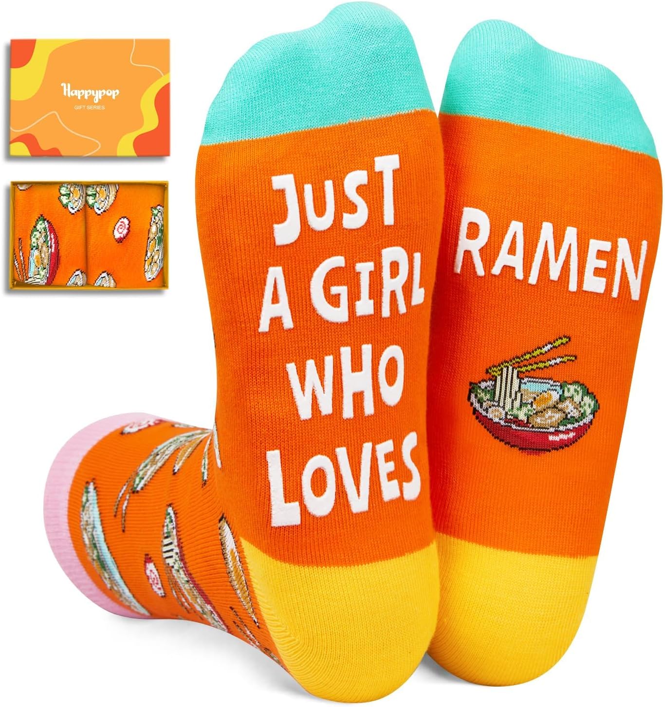 HAPPYPOP Food Socks for Women - Funny Popcorn Pizza Ramen Ice Cream Gifts for Teen Girls